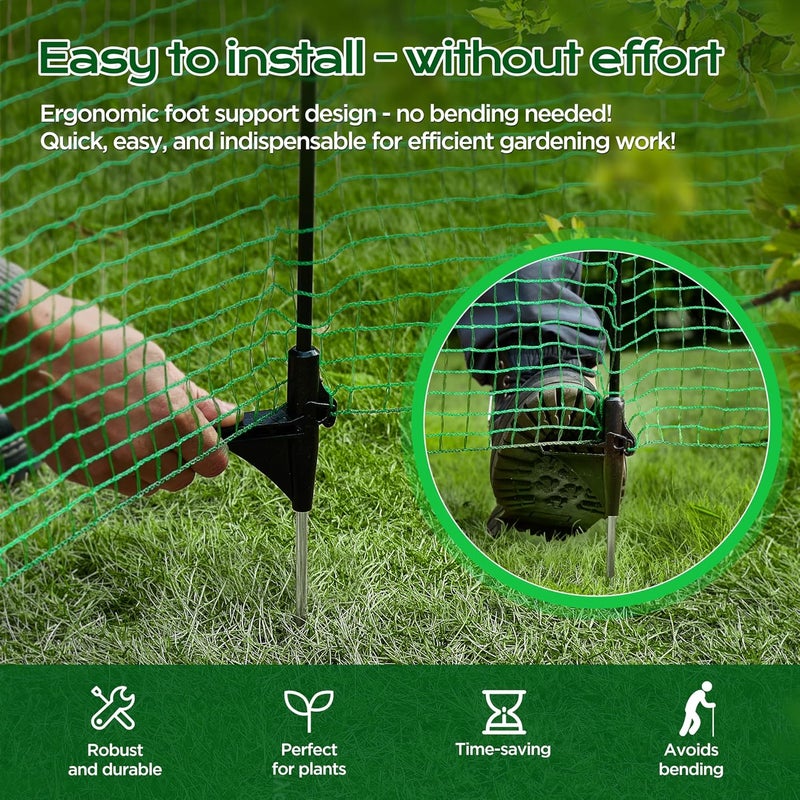 HIDALIFE سياج مؤقت مع أعمدة، 3 قدم × 50 قدم حاجز أمان للكلاب شبكة بلاستيكية مع دعامات ألياف زجاجية حبل واقي من الرياح، سياج قابل للتحريك للحديقة والفناء الخارجي لحماية الحيوانات - Image 2